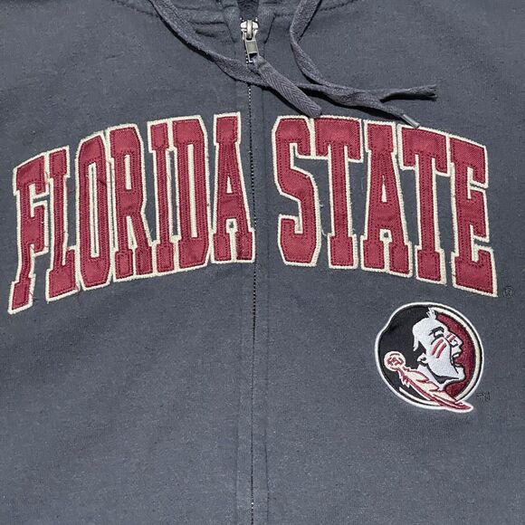 Florida State Seminoles Hoodie Mens Medium Charcoal Full Zip Jacket Embroidered - Picture 2 of 8